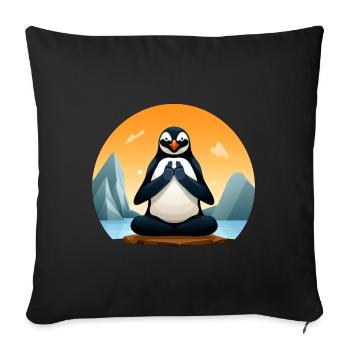 Pingouin Yogi - Housse de coussin décorative 45 x 45 cm - noir - Devant