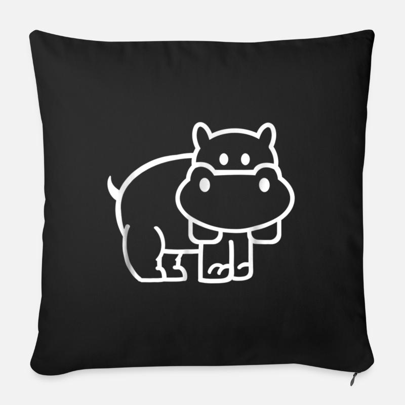 Hippo, Flusspferd Lustig T-shirt Geschenk - Sofakissenbezug 45 x 45 cm - Schwarz