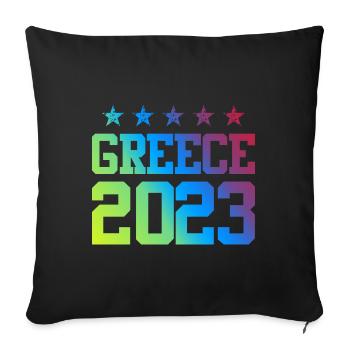 Grèce 2023 - Housse de coussin décorative 45 x 45 cm - noir - Devant