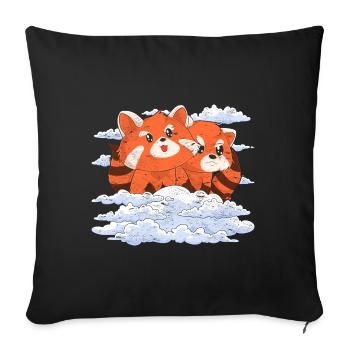 Chinese Animal Gift Clouds Red Panda - Sofa pillowcase 17,3'' x 17,3'' (45 x 45 cm) - black - Front