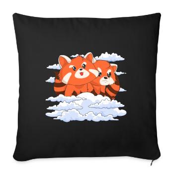 Cute Zoo Animal Gift Clouds Red Panda - Sofa pillowcase 17,3'' x 17,3'' (45 x 45 cm) - black - Front