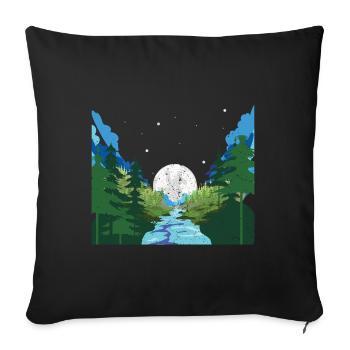 Forest Trees River Gift Full Moon Nature - Housse de coussin décorative 45 x 45 cm - noir - Devant