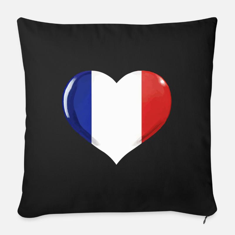 FRANKREICH FAHNE HERZ FLAGGE FRANKREICH - Sofakissenbezug 45 x 45 cm - Schwarz