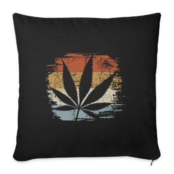 Cannabis - Hanf - Kiffen legal - Retro - Sofakissenbezug 45 x 45 cm - Schwarz - Vorne