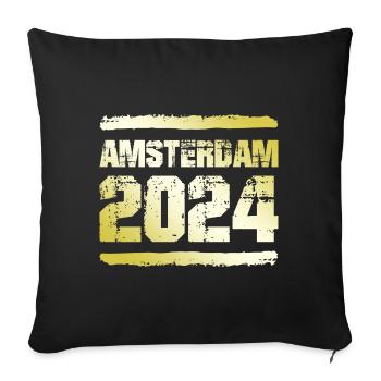 Amsterdam 2024 Médaille d’or - Housse de coussin décorative 45 x 45 cm - noir - Devant