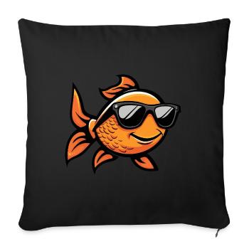 Poisson rouge animal cool - Housse de coussin décorative 45 x 45 cm - noir - Devant