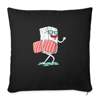 Riz à sushi au saumon nigiri - Housse de coussin décorative 45 x 45 cm - noir - Devant