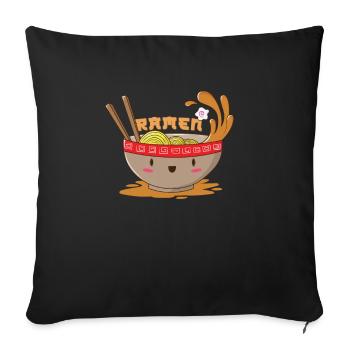 Soupe de nouilles japonaises Ramen - Housse de coussin décorative 45 x 45 cm - noir - Devant