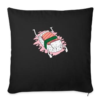 Riz à sushi au saumon - Housse de coussin décorative 45 x 45 cm - noir - Devant