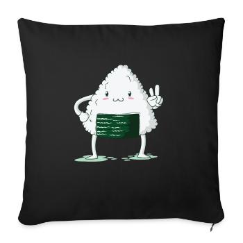 Onigiri montre des signes de paix - Housse de coussin décorative 45 x 45 cm - noir - Devant