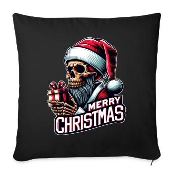 Spooky Santa Claus Skull with Parcel - Sofa pillowcase 17,3'' x 17,3'' (45 x 45 cm) - black - Front