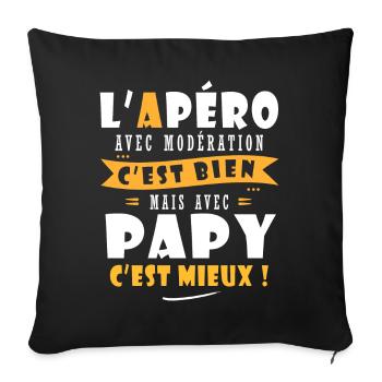 Papy Cadeau Humour papy cadeau papi papy - Housse de coussin décorative 45 x 45 cm - noir - Devant