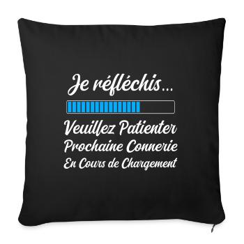 Prochaine connerie en Cours Cadeau Humour Original - Housse de coussin décorative 45 x 45 cm - noir - Devant
