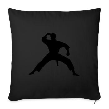 Karate Man Silhouette - Sofa pillowcase 17,3'' x 17,3'' (45 x 45 cm) - black - Front
