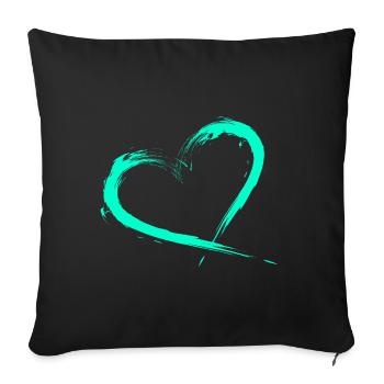 Heart design turquoise vector new - Sofa pillowcase 17,3'' x 17,3'' (45 x 45 cm) - black - Front