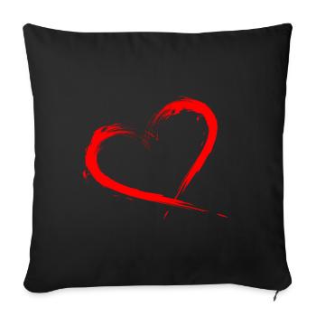 Herz Design Bürste Rot Neu Vektorgrafik - Sofa pillowcase 17,3'' x 17,3'' (45 x 45 cm) - black - Front