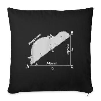 Hippo, cadeau drôle de T-shirt d'hippopotame - Housse de coussin décorative 45 x 45 cm - noir - Devant