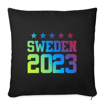 Suède 2023 - Housse de coussin décorative 45 x 45 cm - noir - Devant