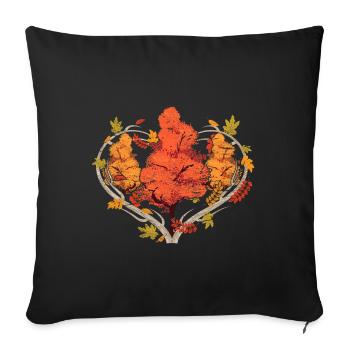 Buntes Laub Herz Wald Baum Geschenk Herbst - Sofakissenbezug 45 x 45 cm - Schwarz - Vorne