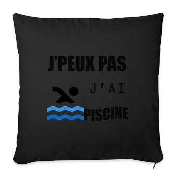 Humour piscine - Housse de coussin décorative 45 x 45 cm - noir - Devant