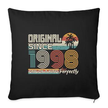 1998 anniversaire 1998 né en 1998 anniversaire - Housse de coussin décorative 45 x 45 cm - noir - Devant