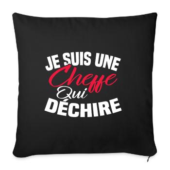 Je suis un cheffe qui déchire - Housse de coussin décorative 45 x 45 cm - noir - Devant