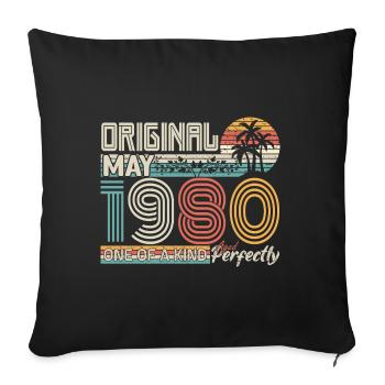 May 1980 birthday May 1980 gift 1980 - Sofa pillowcase 17,3'' x 17,3'' (45 x 45 cm) - black - Front