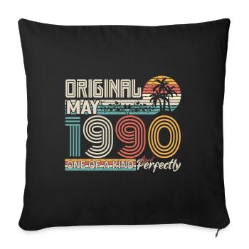 May 1990 anniversary May 1990 gift 1990 - Sofa pillowcase 17,3'' x 17,3'' (45 x 45 cm) - black - Front