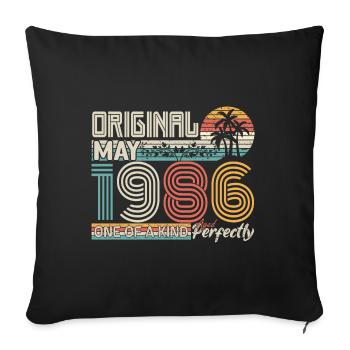 Mai 1986 anniversaire May 1986 cadeau 1986 - Housse de coussin décorative 45 x 45 cm - noir - Devant