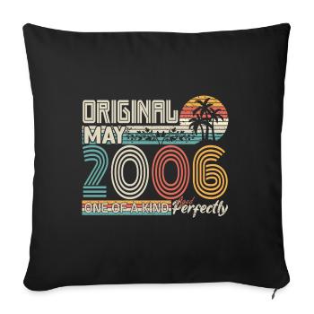 Mai 2006 anniversaire May 2006 cadeau 2006 - Housse de coussin décorative 45 x 45 cm - noir - Devant