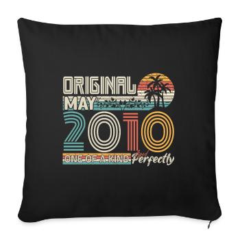 Mai 2010 anniversaire May 2010 cadeau 2010 - Housse de coussin décorative 45 x 45 cm - noir - Devant