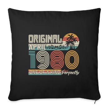 April 1980 anniversary April 1980 gift 1980 - Sofa pillowcase 17,3'' x 17,3'' (45 x 45 cm) - black - Front