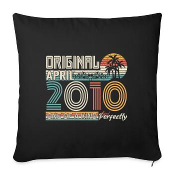 Avril 2010 anniversaire April 2010 cadeau 2010 - Housse de coussin décorative 45 x 45 cm - noir - Devant