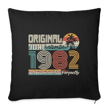 June 1982 June anniversary June 1982 - Sofa pillowcase 17,3'' x 17,3'' (45 x 45 cm) - black - Front