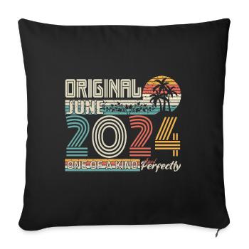 June 2024 June anniversary June 2024 - Sofa pillowcase 17,3'' x 17,3'' (45 x 45 cm) - black - Front