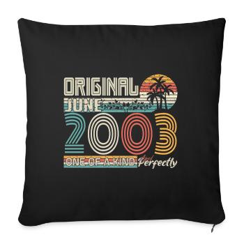 Juin 2003 Juin anniversaire June 2003 - Housse de coussin décorative 45 x 45 cm - noir - Devant