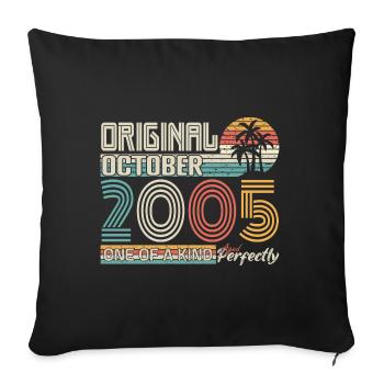 Octobre 2005 anniversaire October 2005 cadeau 2005 - Housse de coussin décorative 45 x 45 cm - noir - Devant