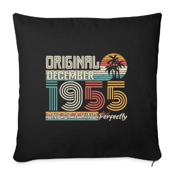 Décembre 1955 anniversaire December 1955 cadeau - Housse de coussin décorative 45 x 45 cm - noir - Devant