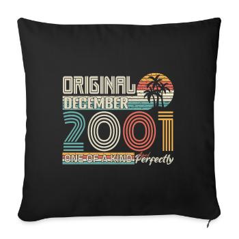 Décembre 2001 anniversaire December 2001 cadeau - Housse de coussin décorative 45 x 45 cm - noir - Devant