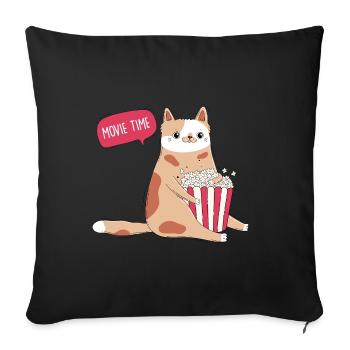 Chat et maïs soufflé - Housse de coussin décorative 45 x 45 cm - noir - Devant