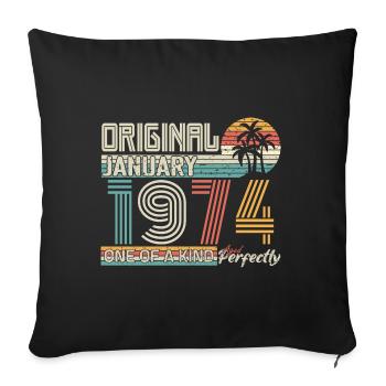 Janvier 1974 anniversaire Janvier 1974 cadeau - Housse de coussin décorative 45 x 45 cm - noir - Devant