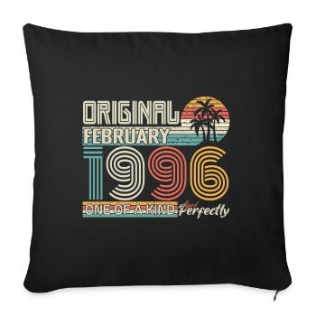 February 1996 Birthday February 1996 Gift - Sofa pillowcase 17,3'' x 17,3'' (45 x 45 cm) - black - Front