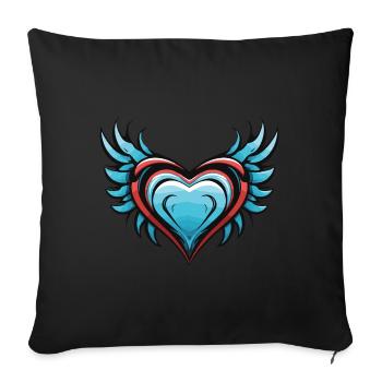 Heart Wings - Sofa pillowcase 17,3'' x 17,3'' (45 x 45 cm) - black - Front