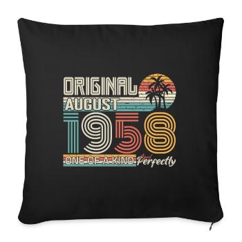 August 1958 anniversaire August 1958 cadeau - Housse de coussin décorative 45 x 45 cm - noir - Devant