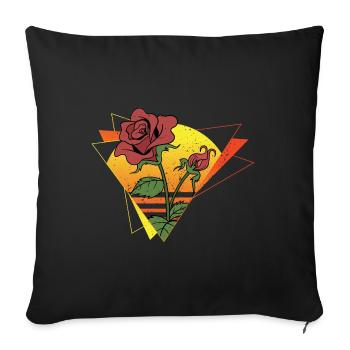 Floral Blossoms Gift Retro Sunset Rose - Sofa pillowcase 17,3'' x 17,3'' (45 x 45 cm) - black - Front