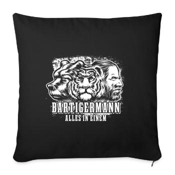 Bärtiger Mann, Bär Tiger Mann, Vater, Papa - Sofakissenbezug 45 x 45 cm - Schwarz - Vorne