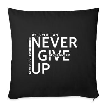 N’abandonnez jamais | Gagnante, confiante - Housse de coussin décorative 45 x 45 cm - noir - Devant