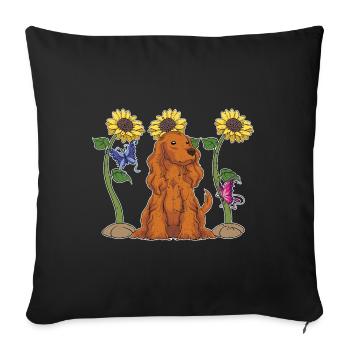 Pet Dog Cadeau Sunflower Cocker Spaniel - Housse de coussin décorative 45 x 45 cm - noir - Devant