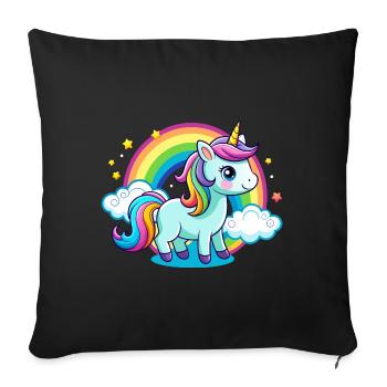 Cute Rainbow Unicorn - Sofa pillowcase 17,3'' x 17,3'' (45 x 45 cm) - black - Front