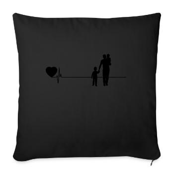 Papa papa papa cadeau de la fête des pères papa coeur - Housse de coussin décorative 45 x 45 cm - noir - Devant